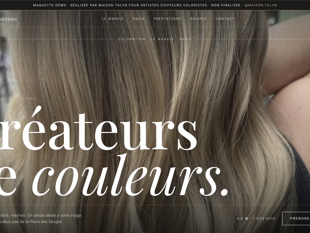 Site Artistes Coiffeurs par Maison Talyn