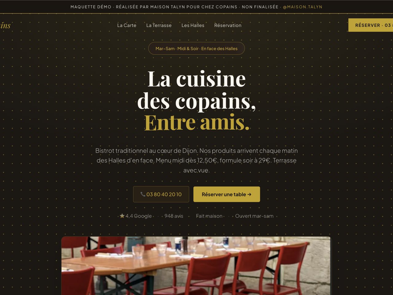 Site Chez Copains par Maison Talyn