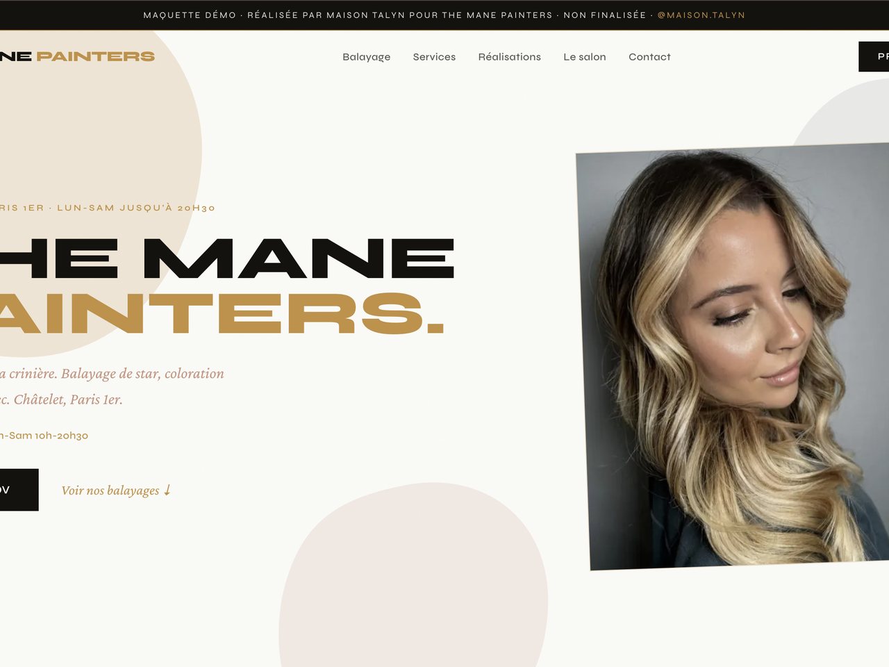 Site The Mane Painters par Maison Talyn